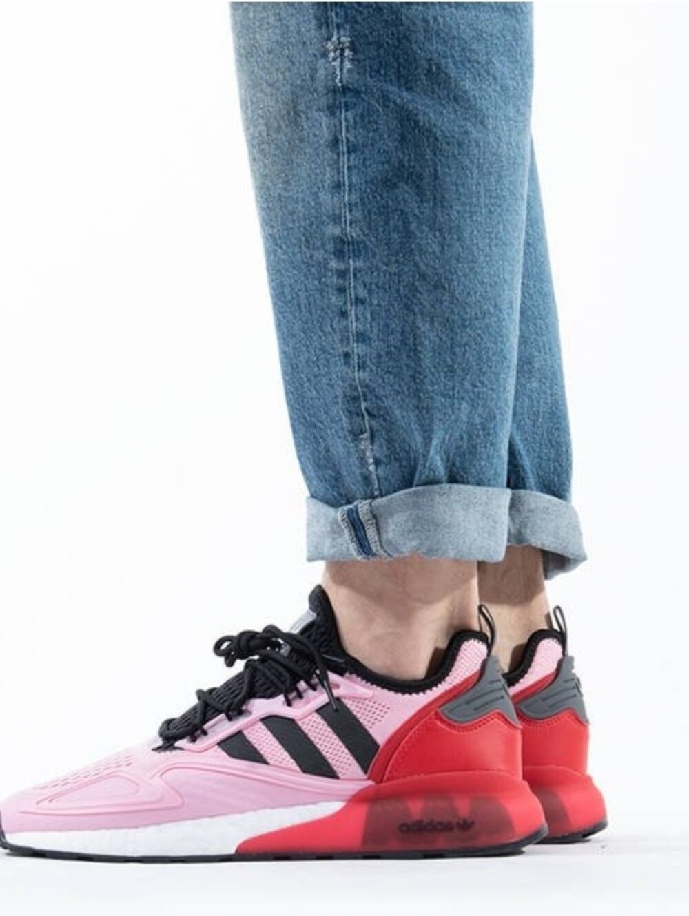 Adidas Pink and Red Ninja ZX 2K Boost Women's Sneakers, Sz 38.5